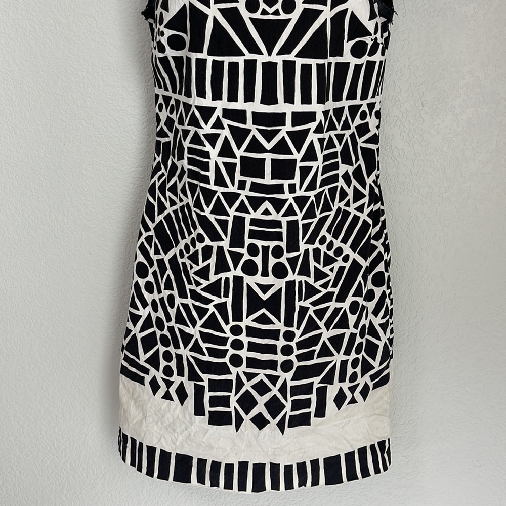 Artelier Nicole Miller Geometric Linen Sleeveless Sheath Dress Size 4 Career - Picture 3 of 9
